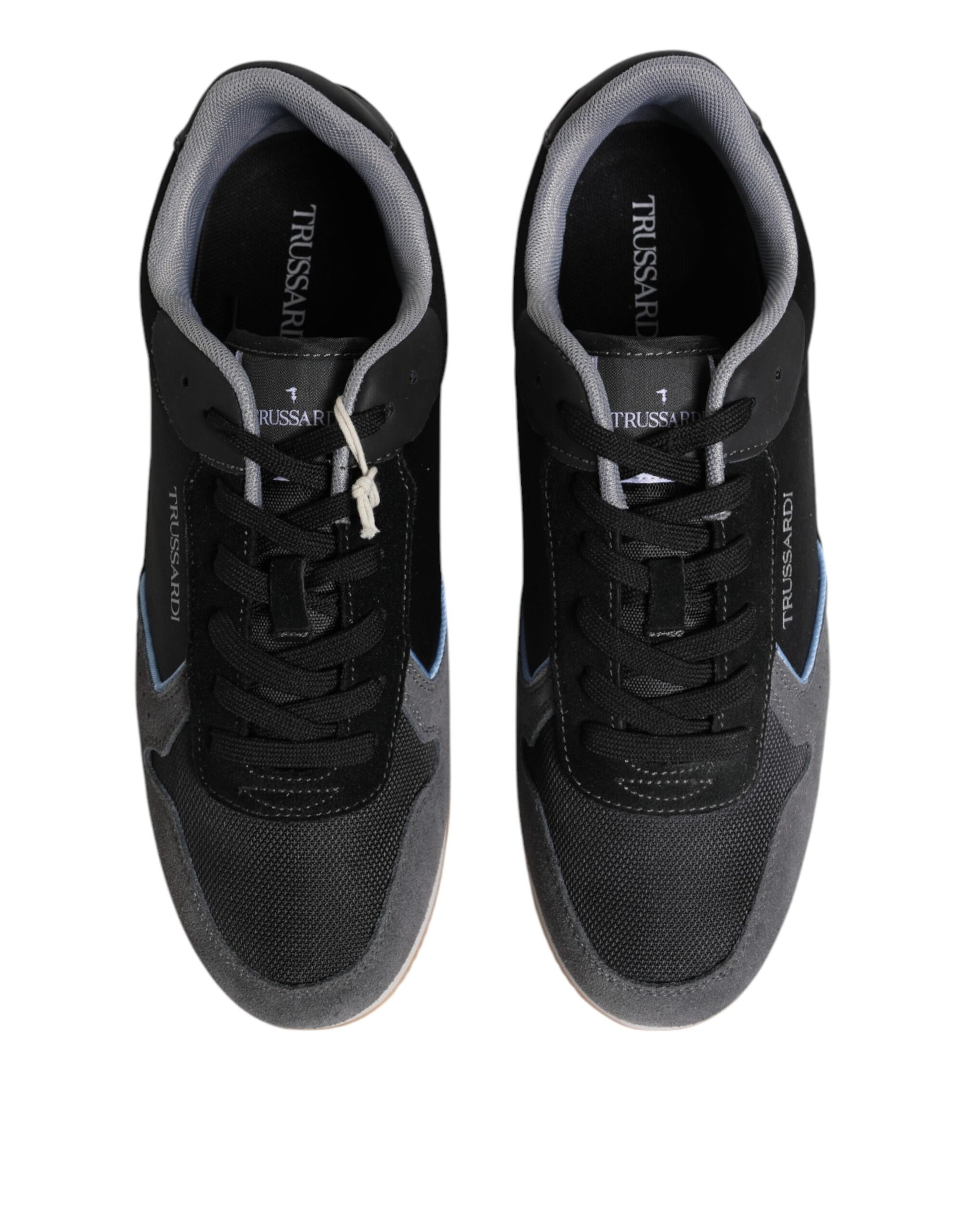 Trussardi Black Gray Lace Up Low Top Casual Sneakers Shoes Trussardi