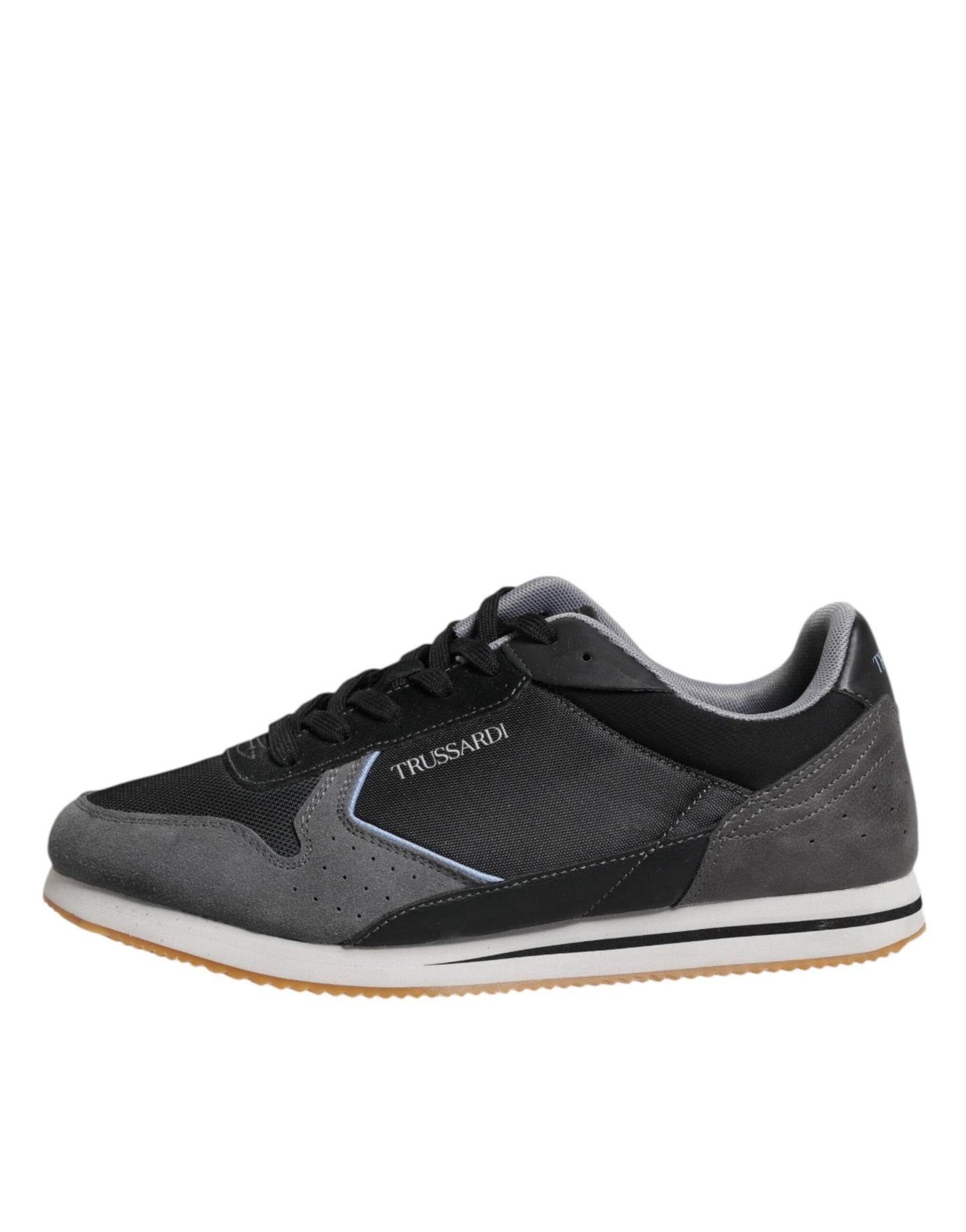 Trussardi Black Gray Lace Up Low Top Casual Sneakers Shoes Trussardi