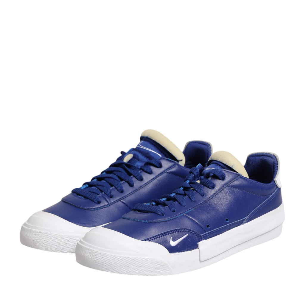 Nike White Blue Lace Up Low Top Drop-Type PRM Sneakers Shoes