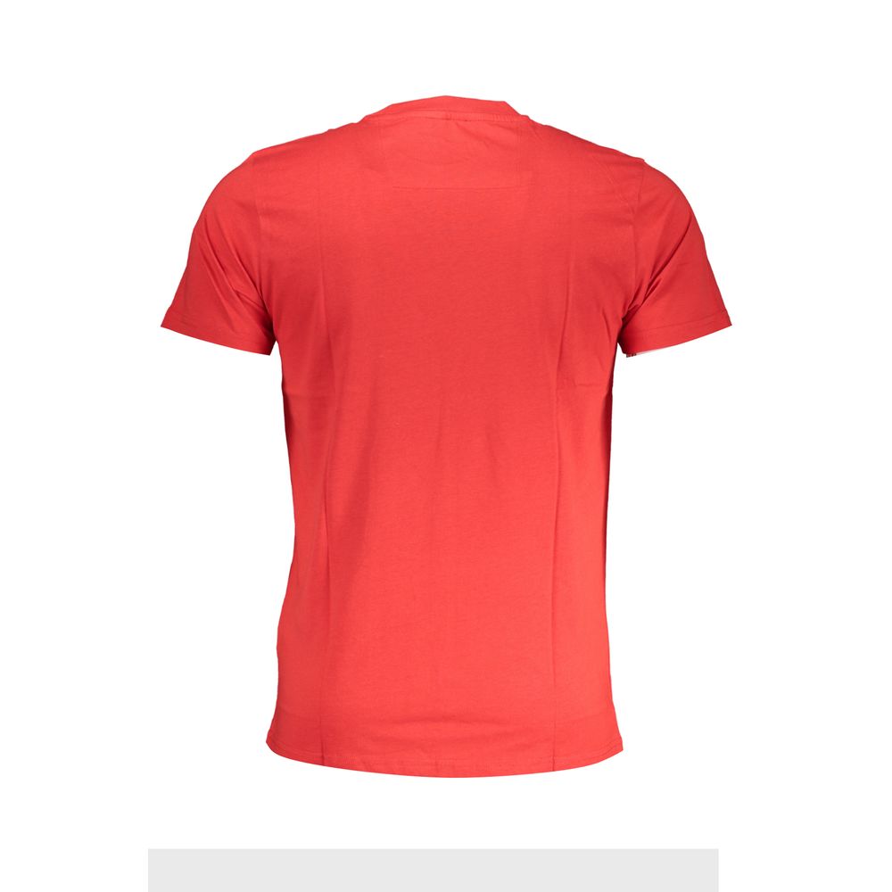 Cavalli Class Rosso cotton men's T-shirt with round neckline and short sleeves, featuring a simple, classic design.