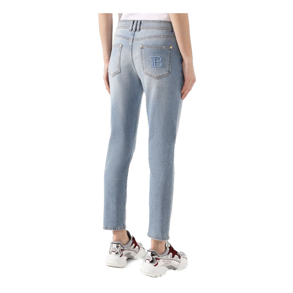 Balmain Blue Cotton Jeans & Pant Balmain