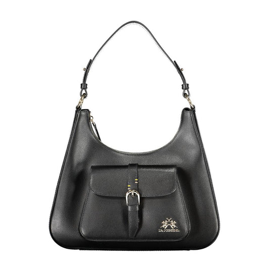 La Martina Black Leather Women Handbag La Martina