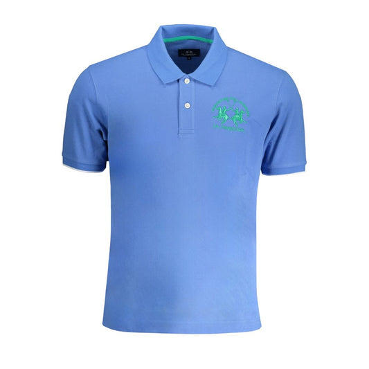 La Martina Light Blue Cotton Men Polo Shirt La Martina