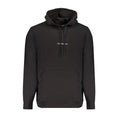 Black cotton men's sweatshirt by Calvin Klein, featuring a classic crewneck design and minimalist style.