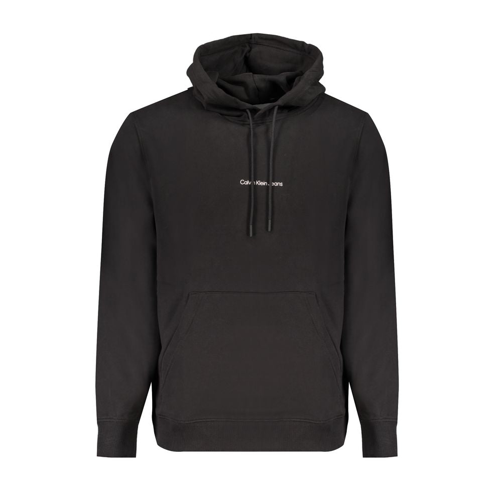 Black cotton men's sweatshirt by Calvin Klein, featuring a classic crewneck design and minimalist style.