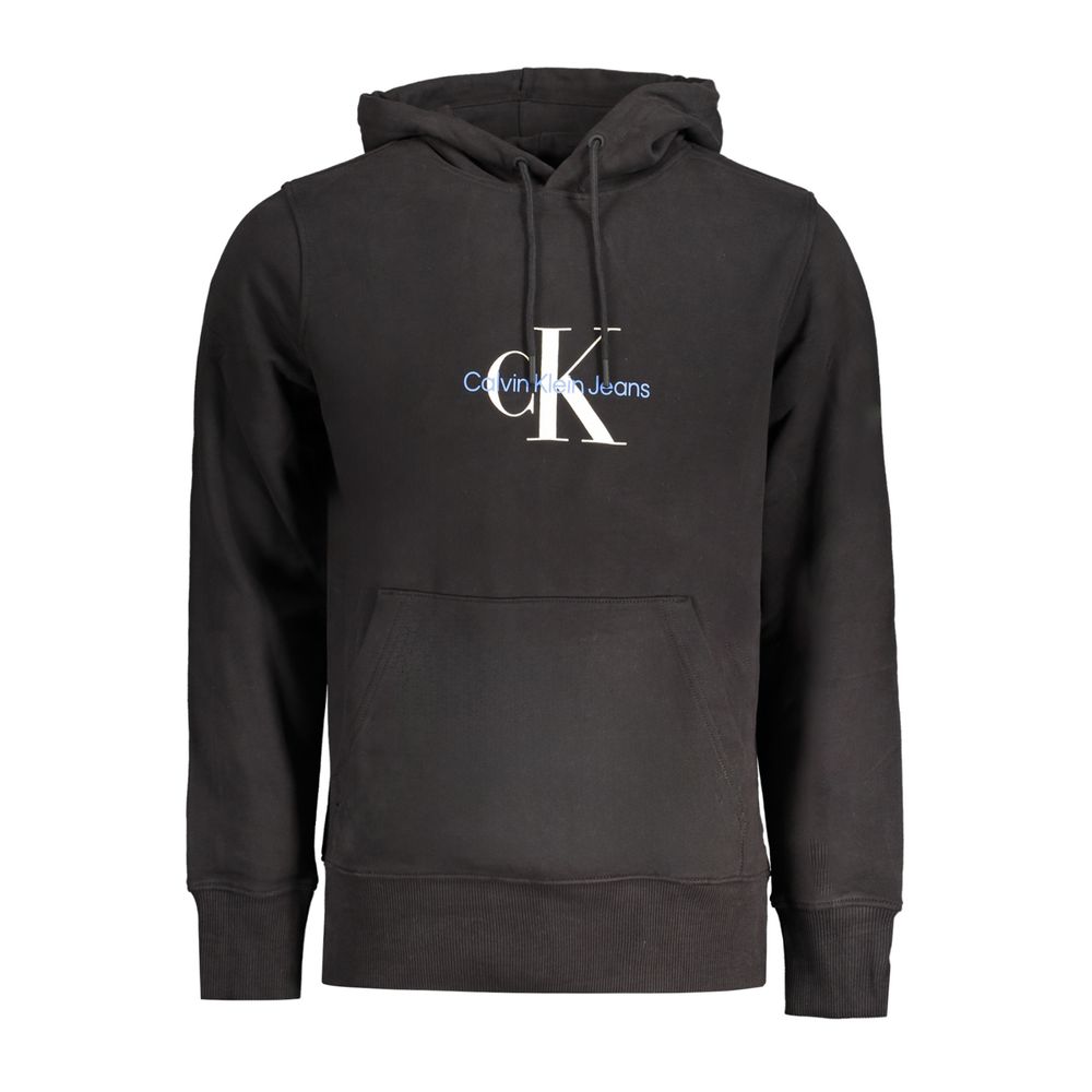 Black Calvin Klein men's sweatshirt made of cotton, featuring a classic crewneck design and minimalist style.