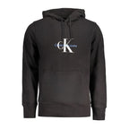 Black Calvin Klein men's sweatshirt made of cotton, featuring a classic crewneck design and minimalist style.