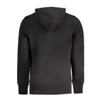 Black cotton men's sweatshirt by Calvin Klein, featuring a classic crewneck design and subtle branding.