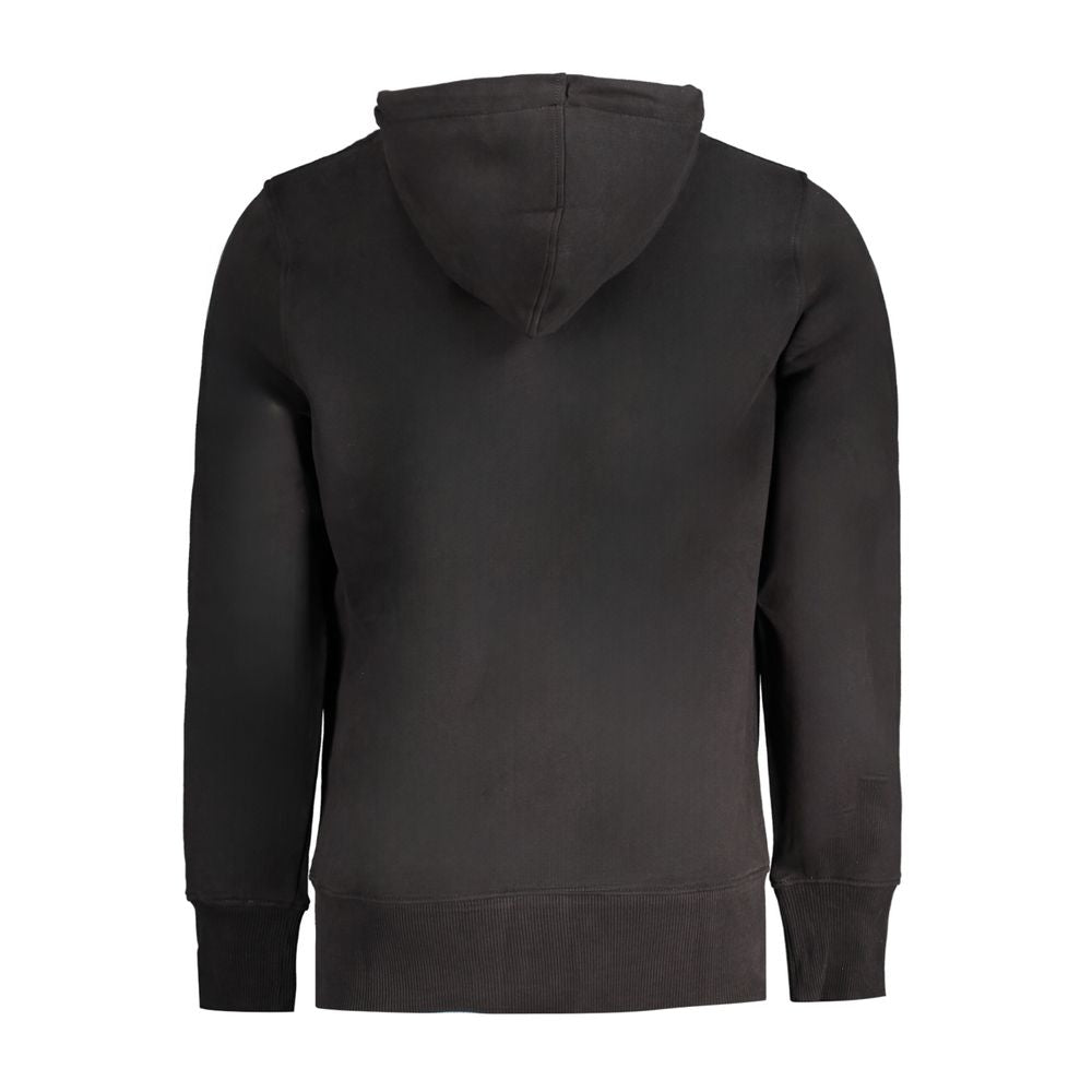 Black cotton men's sweatshirt by Calvin Klein, featuring a classic crewneck design and subtle branding.