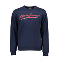 Blue cotton men's sweatshirt by Plein Sport with a relaxed fit and ribbed cuffs, shown on a hanger.
