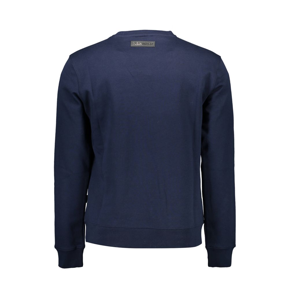 Blue cotton men's sweatshirt by Plein Sport with a relaxed fit and visible logo on the chest.