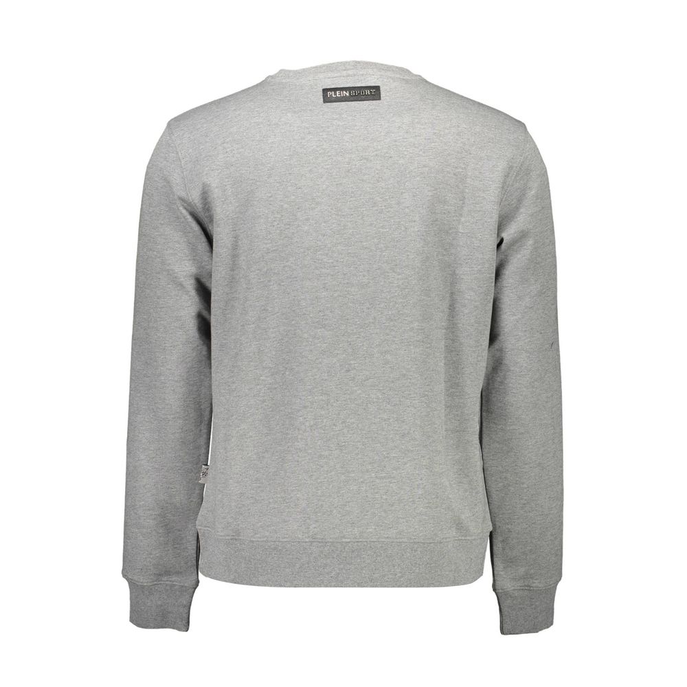 Gray Plein Sport cotton sweatshirt for men with a relaxed fit, featuring the Plein Sport logo on the front.