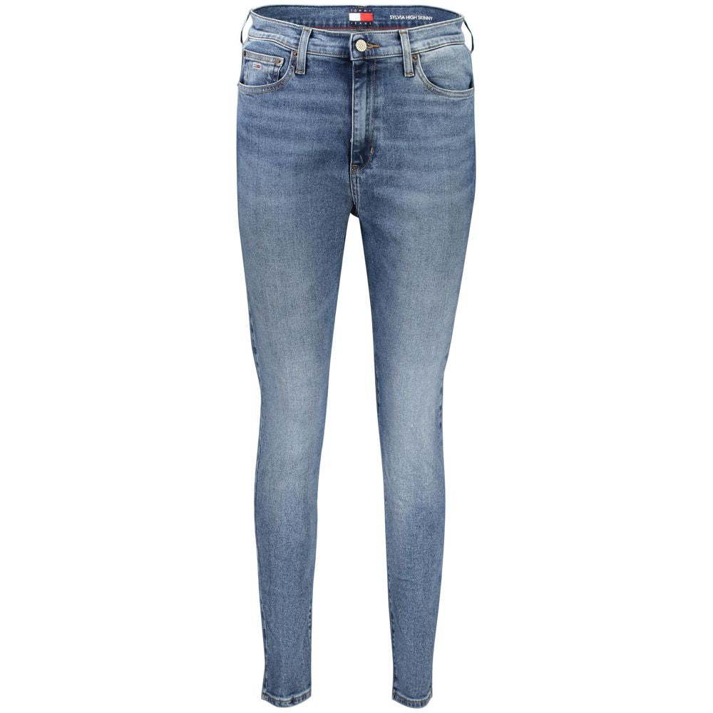 Light blue cotton women's jeans by Tommy Hilfiger with classic five-pocket design and straight-leg fit.