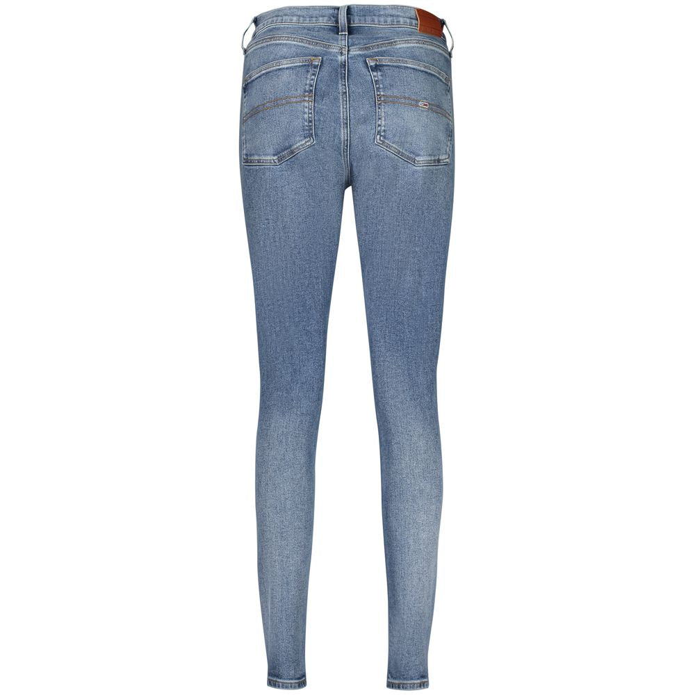 Tommy Hilfiger blue cotton women's jeans with classic five-pocket design and slim fit style.
