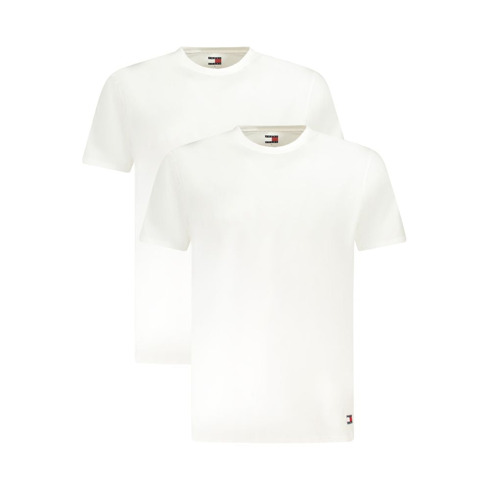 White cotton men's underwear shirt by Tommy Hilfiger, featuring a classic fit and subtle brand logo detail.