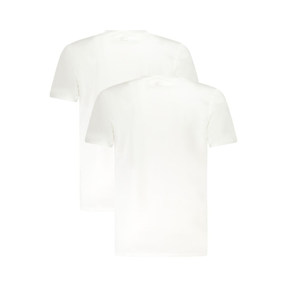 White cotton men's underwear shirt by Tommy Hilfiger, showing front view with logo details and comfortable fit.