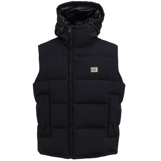 Dolce & Gabbana Black Polyester Sleveless Jacket Dolce & Gabbana