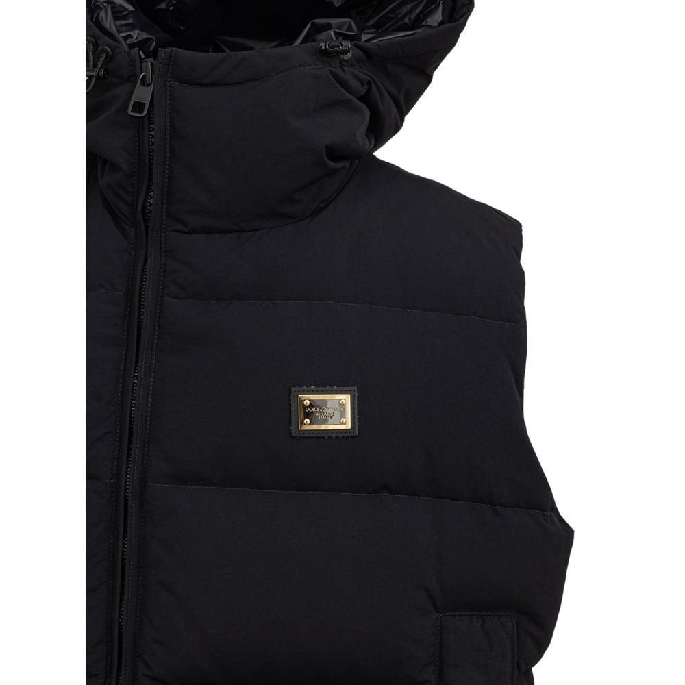 Dolce & Gabbana Black Polyester Sleveless Jacket Dolce & Gabbana