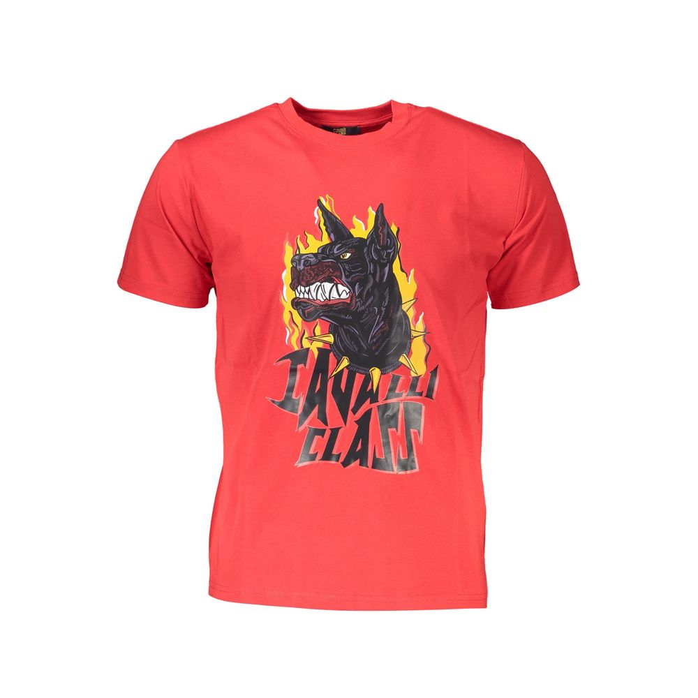 Cavalli Class Red Cotton Men T-Shirt Cavalli Class
