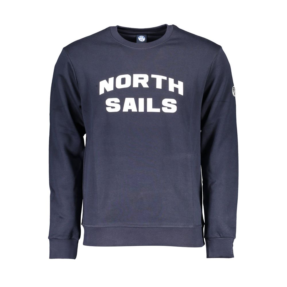 North Sails blue cotton men's sweatshirt shown with crew neck, long sleeves, and casual fit in the product image.