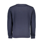 North Sails blue cotton men's sweatshirt displayed on a hanger with a crew neck and long sleeves.