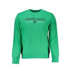 North Sails Verde cotton men's sweatshirt featuring a crew neck and long sleeves, in a vibrant green color.