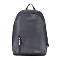 Tommy Hilfiger men's backpack made of blue polyurethane with adjustable straps and front pocket.
