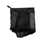 Tommy Hilfiger black polyester men's shoulder bag with adjustable strap and front logo detail.