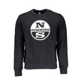 Black North Sails cotton men's sweatshirt with a crew neck and long sleeves, casual and comfortable for everyday wear.