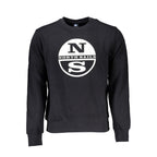 Black North Sails cotton men's sweatshirt with a crew neck and long sleeves, casual and comfortable for everyday wear.