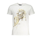 Cavalli Class Bianco cotton men's T-shirt with a crew neckline and minimalist design, featuring subtle brand detailing.