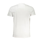Cavalli Class Bianco Cotton Men’s T-Shirt with crew neckline and minimal branding, casual fit, on white background.