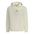 Calvin Klein white cotton men's hoodie with a drawstring hood and front kangaroo pocket, casual and comfortable style.