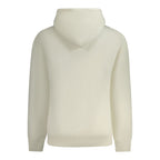 Calvin Klein white cotton men's hoodie with a drawstring hood and logo detail, casual and comfortable clothing for men.