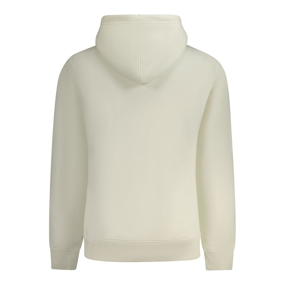 Calvin Klein white cotton men's hoodie with a drawstring hood and logo detail, casual and comfortable clothing for men.