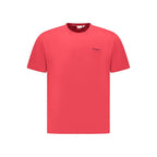 Red cotton men's T-shirt by Pepe Jeans, featuring a classic crew neck and short sleeves, displayed on a plain background.
