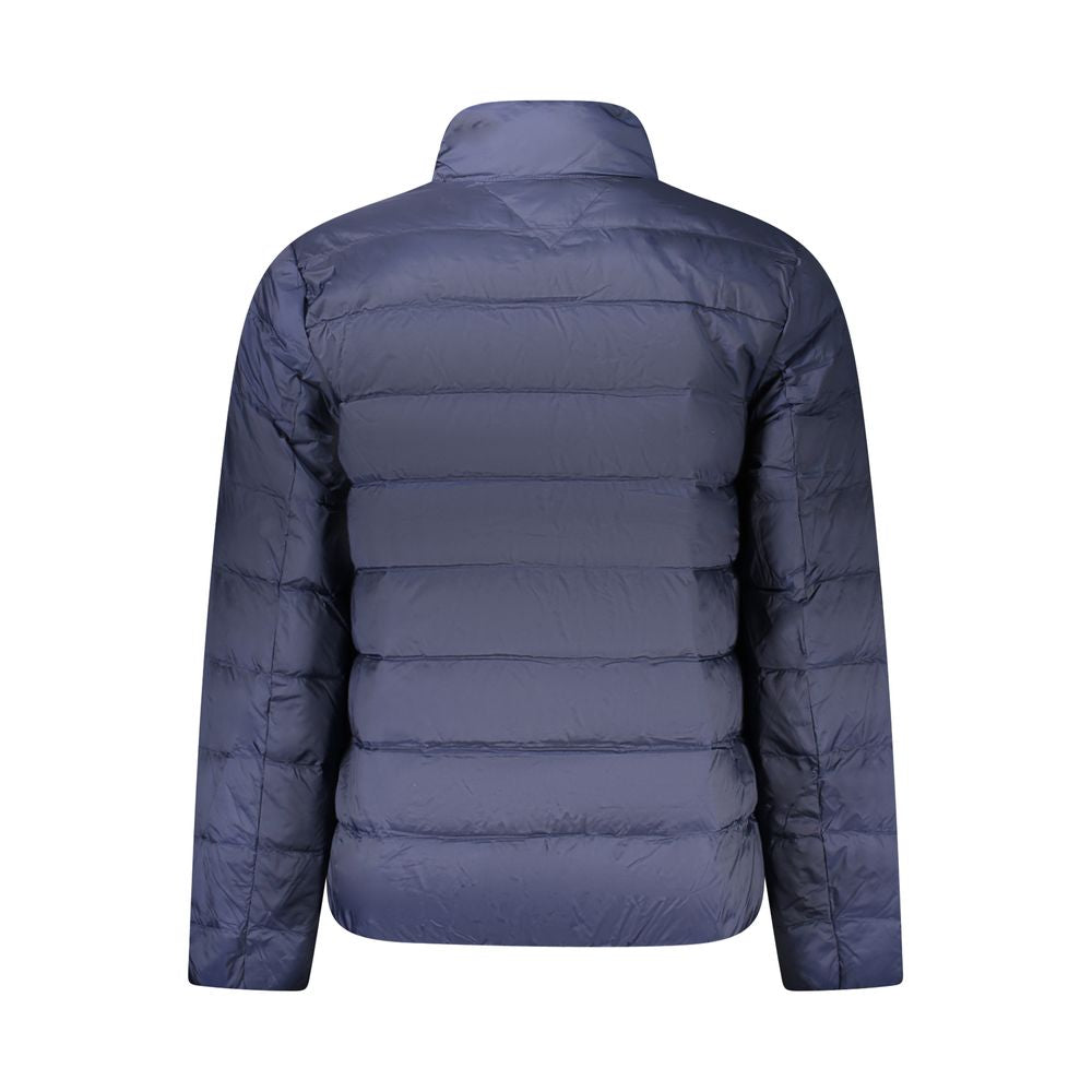 Tommy Hilfiger men's blue polyamide jacket with zip closure and stand collar, lightweight and stylish outerwear.