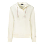 North Sails white cotton women's hooded sweatshirt with front pocket and drawstring hood, casual and comfortable style.