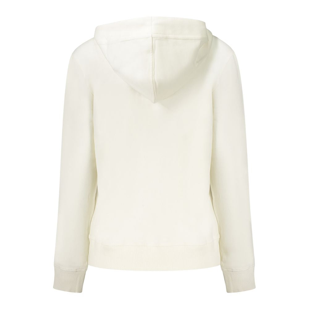 White cotton women's hooded sweatshirt by North Sails, featuring a relaxed fit and adjustable drawstring hood.