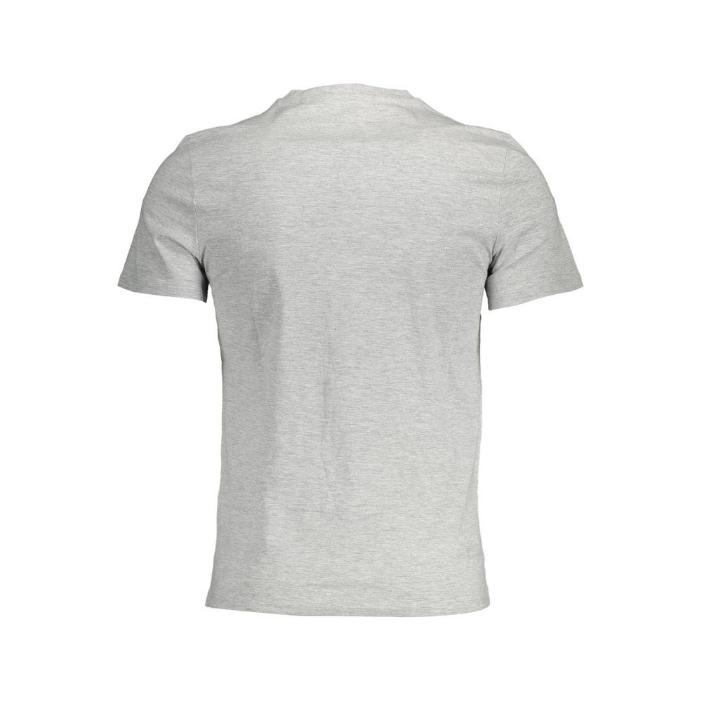 Gray cotton men's T-shirt by Guess Jeans, front view showing classic fit and logo detail.