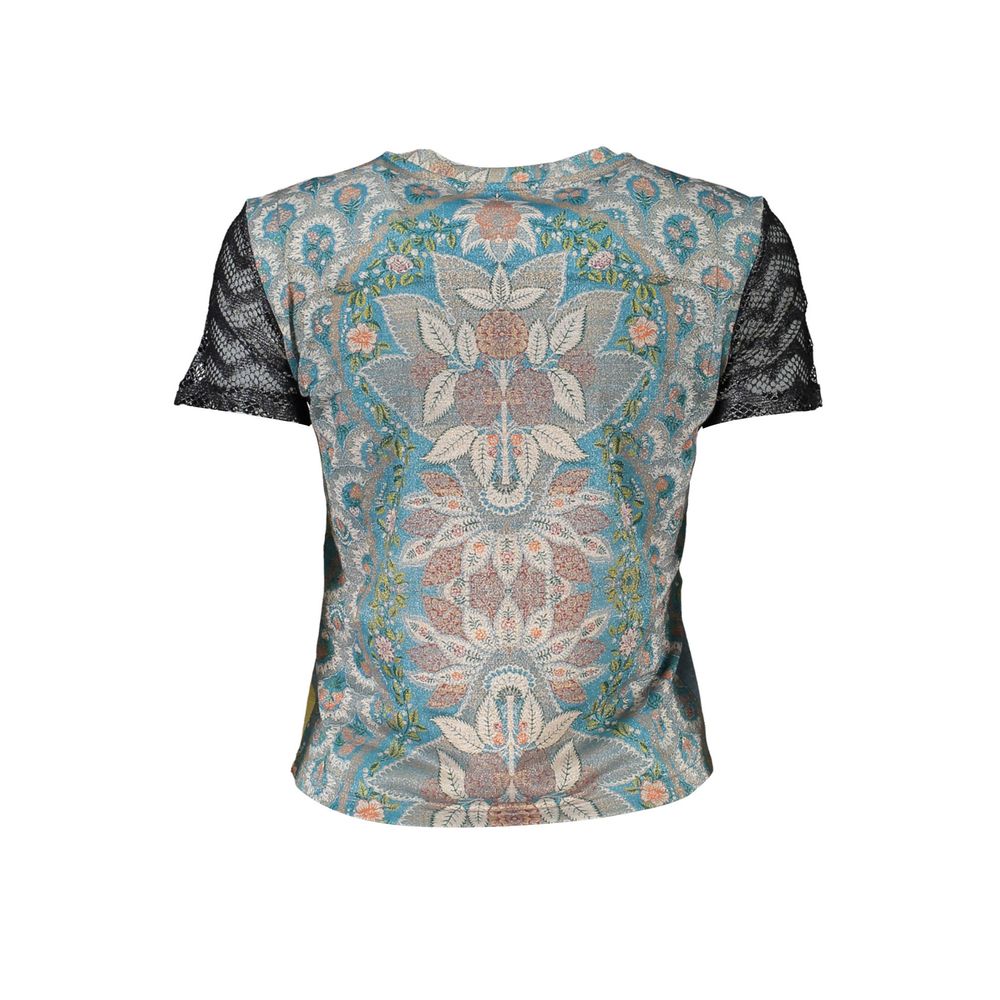 Desigual Azzurro polyester women's T-shirt featuring a vibrant, colorful design and a comfortable fit.