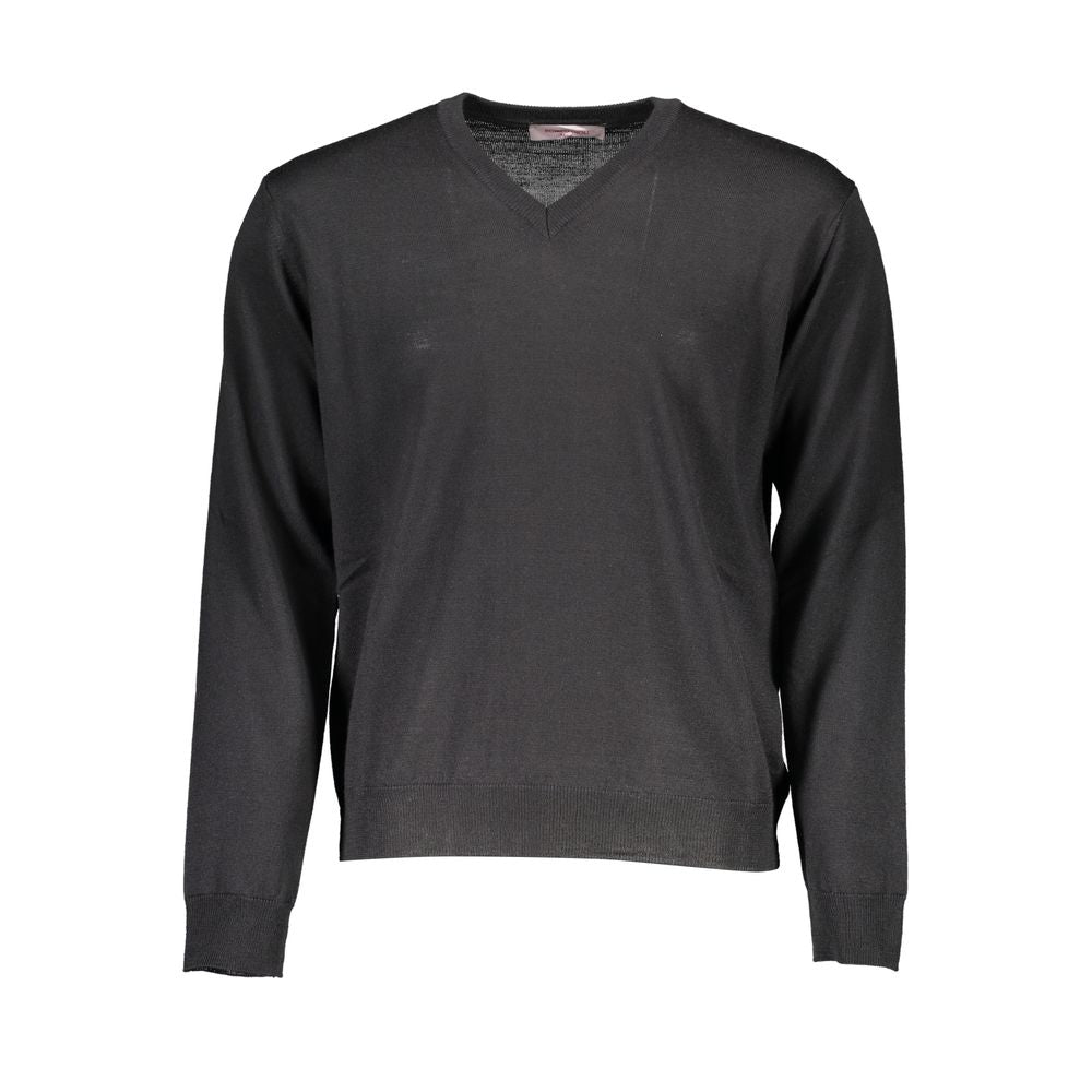 Black wool sweatshirt by Romeo Gigli, featuring a relaxed fit and subtle branding, displayed on a neutral background.