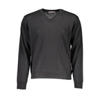 Black wool sweatshirt by Romeo Gigli, featuring a relaxed fit and subtle branding, displayed on a neutral background.