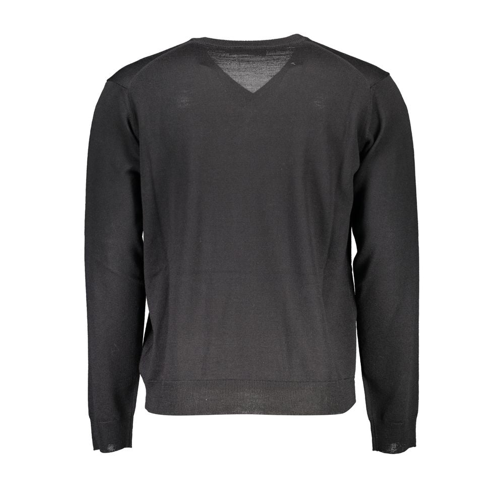 Romeo Gigli black wool sweatshirt featuring a cozy, relaxed fit with ribbed cuffs and neckline, perfect for casual wear.