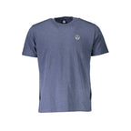 Blue cotton men's T-shirt by North Sails, featuring a classic fit and logo detail, displayed on a plain background.