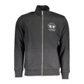 Black La Martina men's cotton sweatshirt with crew neck and long sleeves, casual fit and soft fabric for comfortable wear.