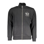 Black La Martina men's cotton sweatshirt with crew neck and long sleeves, casual fit and soft fabric for comfortable wear.