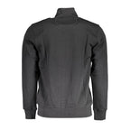 Black cotton men's sweatshirt by La Martina with crew neck and ribbed cuffs, casual and comfortable for everyday wear.