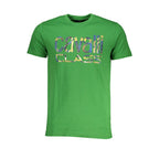 Cavalli Class Verde cotton men's T-shirt with a crew neckline and short sleeves, featuring a sleek, casual design.