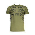 Cavalli Class Verde cotton men's T-shirt with round neckline and short sleeves, featuring a sleek, minimalist design.